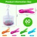 60 Pack Clothes Pegs for Washing Line with Bag, Extra Strong Non Slip Laundry Pegs 4 Colors, Plastic Washing Pegs Rust Resistant Washing Pegs, Windproof Clips for Home Garden Indoor Outdoor