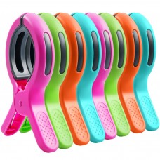 8 Pcs Large Beach Towel Clips for Sun Loungers, 4 Inch Clothes Pegs Extra Strong, Windproof Laundry Clips Towel Clips for Beach Loungers, Keep Your Towel from Blowing Away, 4 Bright Colors