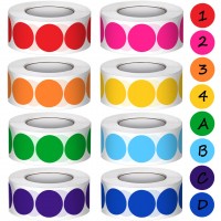 4000 Pcs 20mm Coloured Dot Sticker 8 Assorted Colours Sticky Dots Coloured Stickers Circle Sticker, Self Adhesive Round Stickers Labels for Calendar Coding School Office DIY Crafts Gift